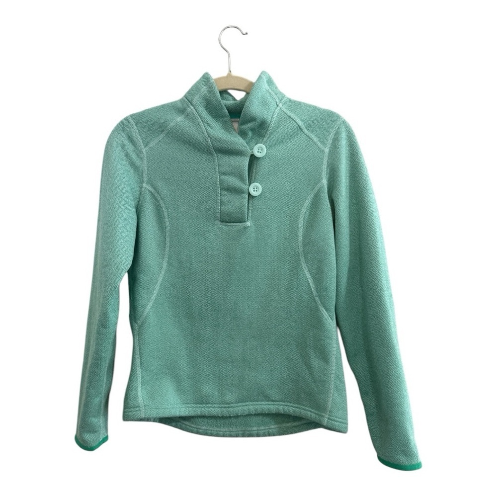 The North Face Women’s Button Front Fleece Pull Over Sweatshirt Teal Size Small